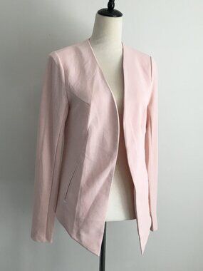 BCBGENERATION Long Sleeve Pink Faux Pockets Open Front Blazer Jacket